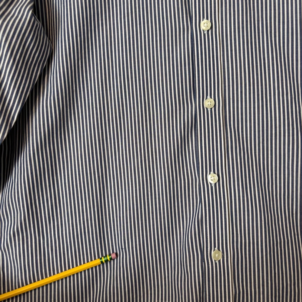 Michael Kors Mens 15.5 34/35 Button Down Shirt Striped Blue‎ White Regular Fit - Picture 5 of 9